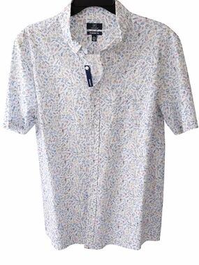 Men's XL White Bbq/Grilling Themed Short-Sleeve Button-Down Shirt